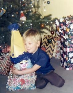 Dave Eaton family~ 1970c, 12, Kelly with Christmas gift