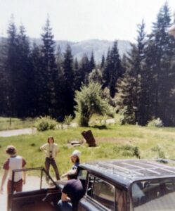 Dave Eaton family~ 1975c, Dave in Jeep Cherokee, son Tim on left, Neil & Cynidi Kavanaugh