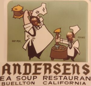 Dave Eaton family~ 1977c, Andersens Pea Soup Restaurant, Buellton, CA, Tim as Hap-Pea & Kelly as Pea-Wee