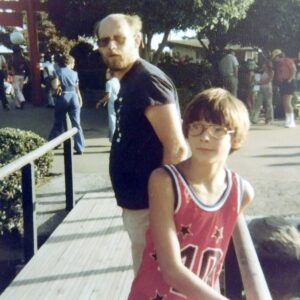 Dave Eaton family~ 1977c, CA, probably at the San Diego Zoo, Dave & Mark