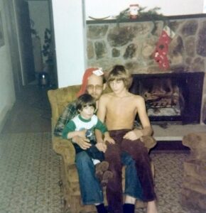 Dave Eaton family~ 1977c, Route 2, Box 116a, East Hoquiam, WA, Jeremy, Dave & Tim