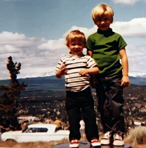 Dave Eaton family~ Mark & Tim on hillside, probalbly in OR