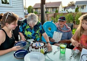 Eaton, Dave~ 2022, 08, 05, Varennes, QC, 80th s birthday at Malick_Poulin home- 02
