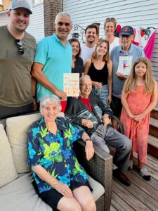 Eaton, Dave~ 2022, 08, 05, Varennes, QC, 80th s birthday at Malick_Poulin home- 05