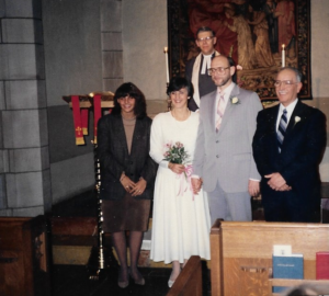 Nazair, Toni~ 1988, 01, 20, Montreal, QC, Presbyterian Church, weds Dave Eaton, Reverend Armour officiated- 07