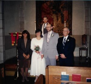 Nazair, Toni~ 1988, 01, 20, Montreal, QC, Presbyterian Church, weds Dave Eaton, Reverend Armour officiated- 08